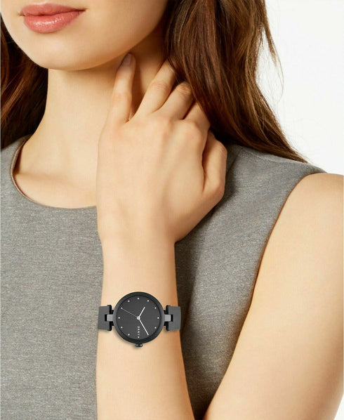 DKNY Women’s Eastside Black Stainless Steel Bangle Bracelet Watch 34mm